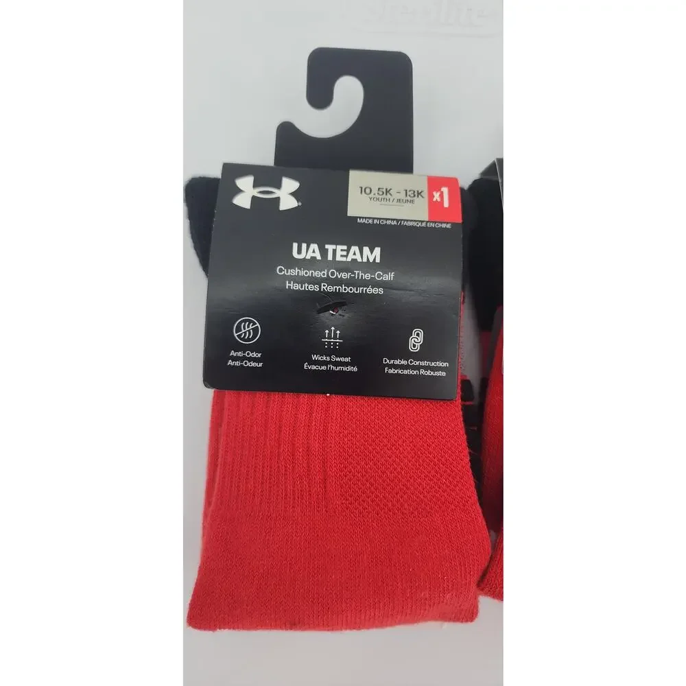New NWT UA Under Armour Teams Over the Calf Red Black‎ 10.5-13 Lot Of 2